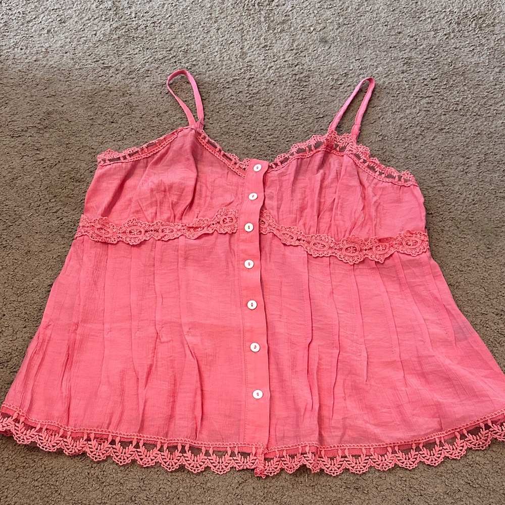 SHEIN Pink Lace Trim Camisole